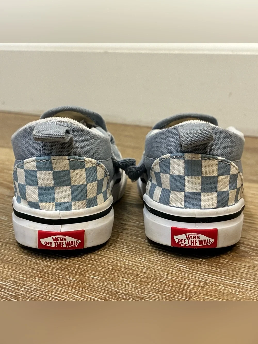 Vans Toddler Classic Slip-On V Shoes Dusty Blue Checkerboard US 8 EU 24.5 14cm